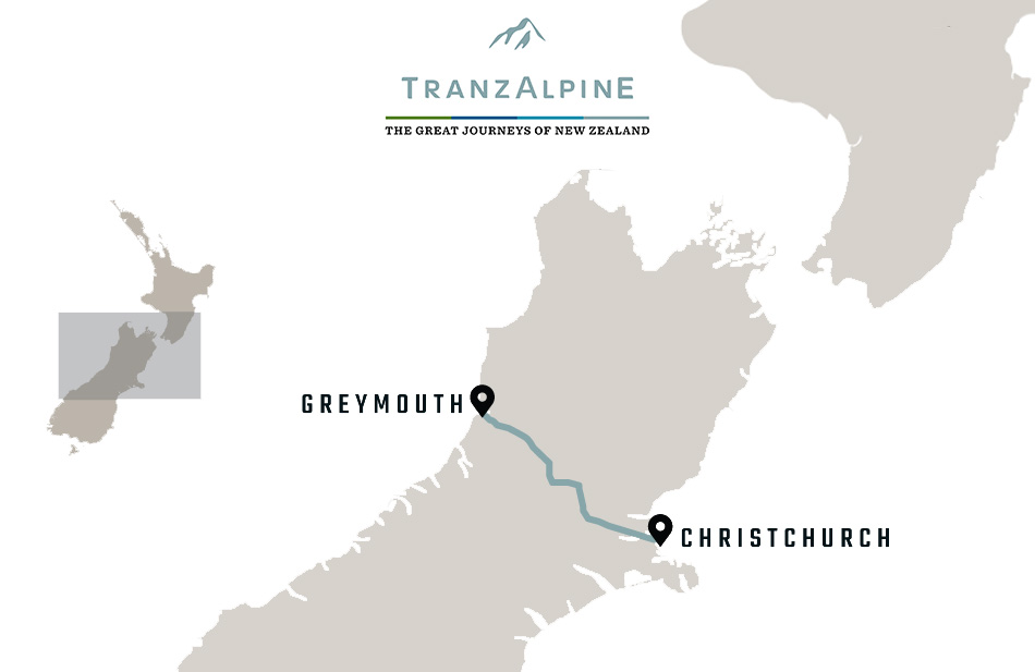 TranzAlpine railway map